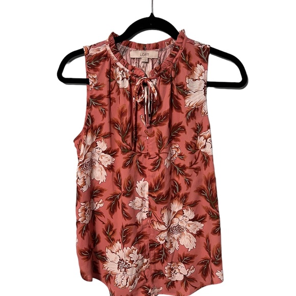 Loft Sleeveless Pink Pull Over Floral Top Size XS - Picture 1 of 5